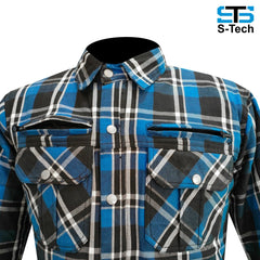 Moto camicia contone-flanella da uomo con aramid e protezione CE livello-1