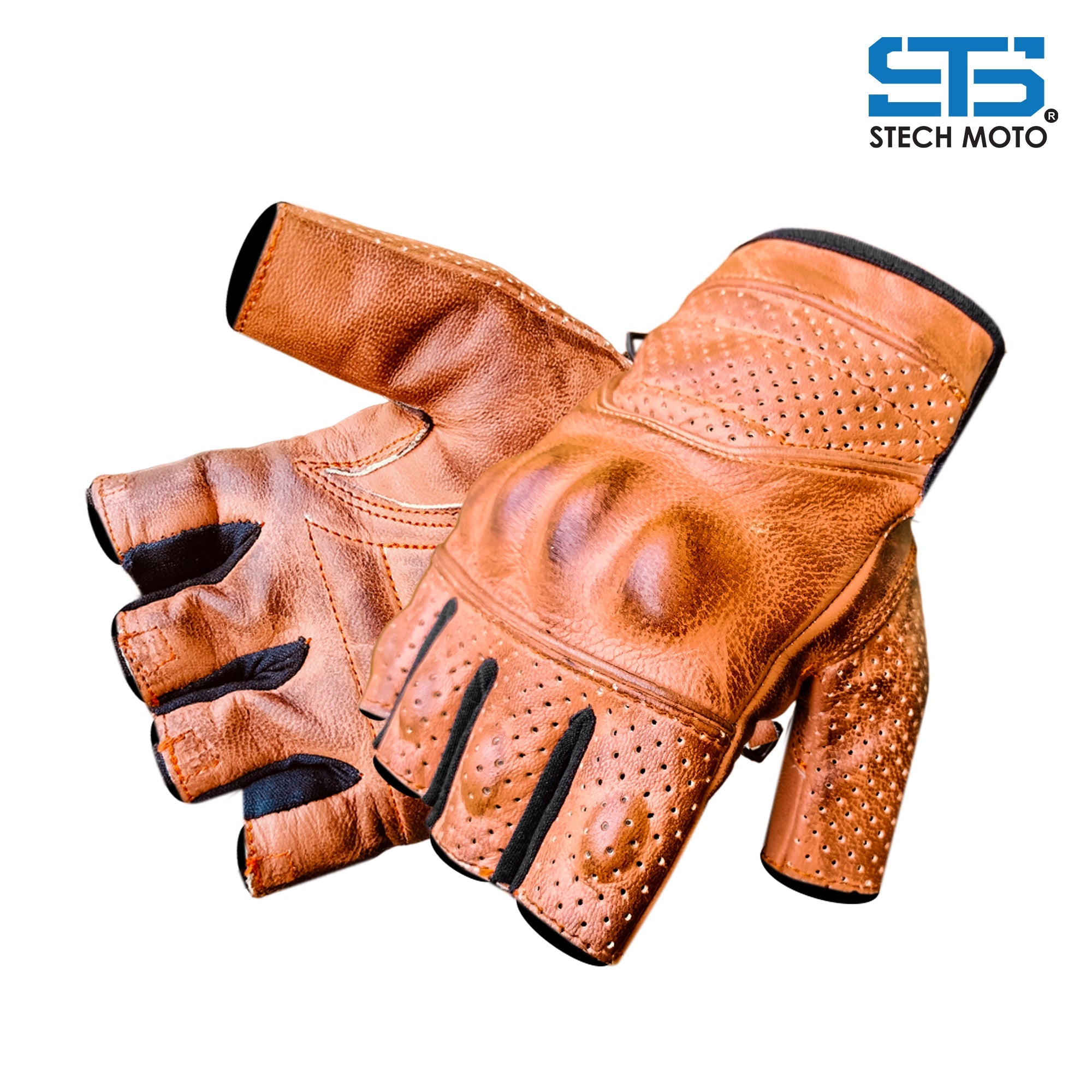 Moto guanti in Pelle Stechmoto ST 006 Cafè Race Custom e Vintage ST