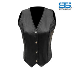 Gilet da Moto in pelle da donna Stechmoto ST 1155 Vintage Custom & Café Race ST