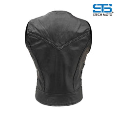 Gilet da Moto in pelle da donna Stechmoto ST 1155 Vintage Custom & Café Race ST
