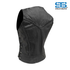 Gilet da Moto in pelle da donna Stechmoto ST 1155 Vintage Custom & Café Race ST