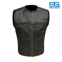 Gilet da Moto in pelle da Uomo Stechmoto ST 1170  Vintage Custom & Café Race ST