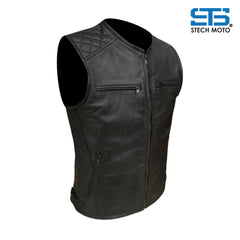 Moto Gilet in pelle da Uomo Stechmoto ST 1170 Vintage Custom & Café Race