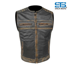 Moto Gilet in pelle da Uomo Stechmoto ST 1180 PW Vintage Custom & Café Race ST