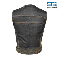 Moto Gilet in pelle da Uomo Stechmoto ST 1180 PW Vintage Custom & Café Race ST