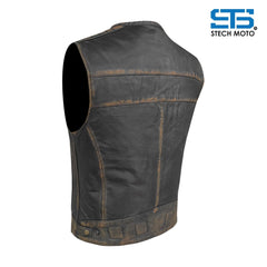 Moto Gilet in pelle da Uomo Stechmoto ST 1180 PW Vintage Custom & Café Race ST