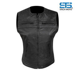Gilet da Moto in pelle da donna Stechmoto ST 1180 Vintage Custom & Café Race