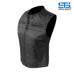 Gilet da Moto in pelle da donna Stechmoto ST 1180 Vintage Custom & Café Race