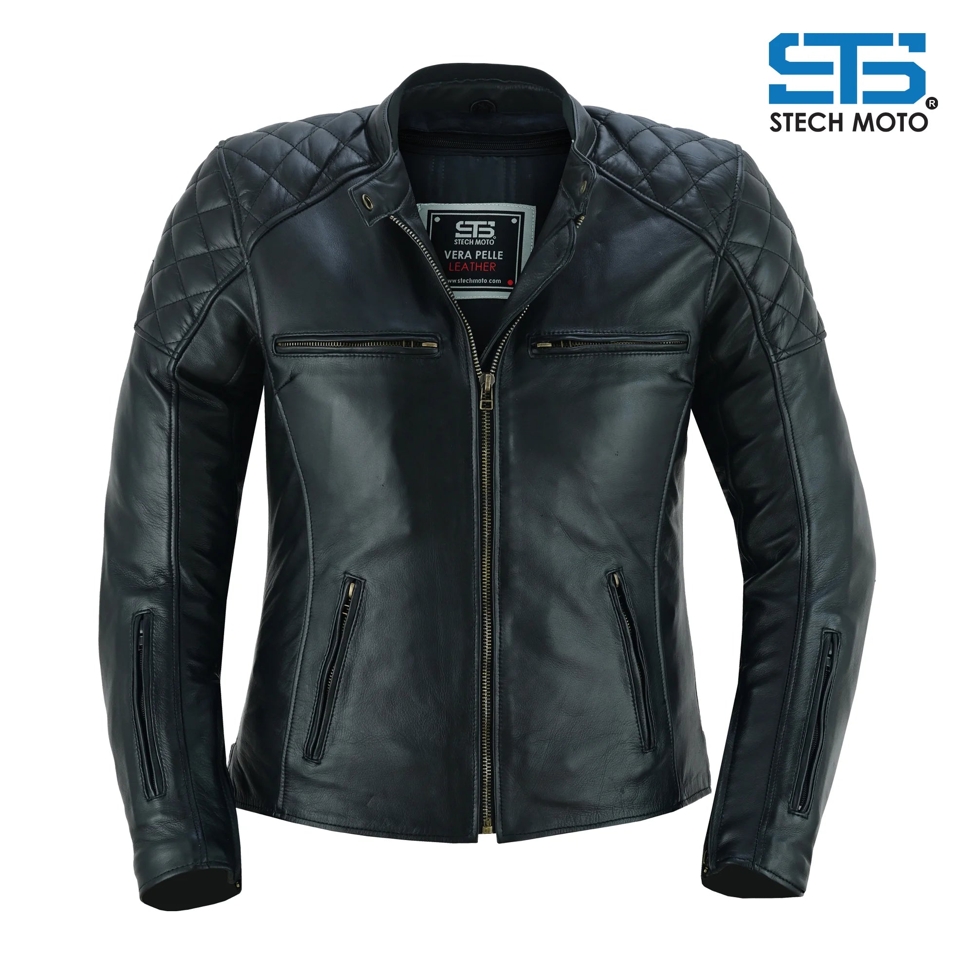 Moto giacca in pelle da donna S-tech ST 1710 Quintus custom e vintage cafe race