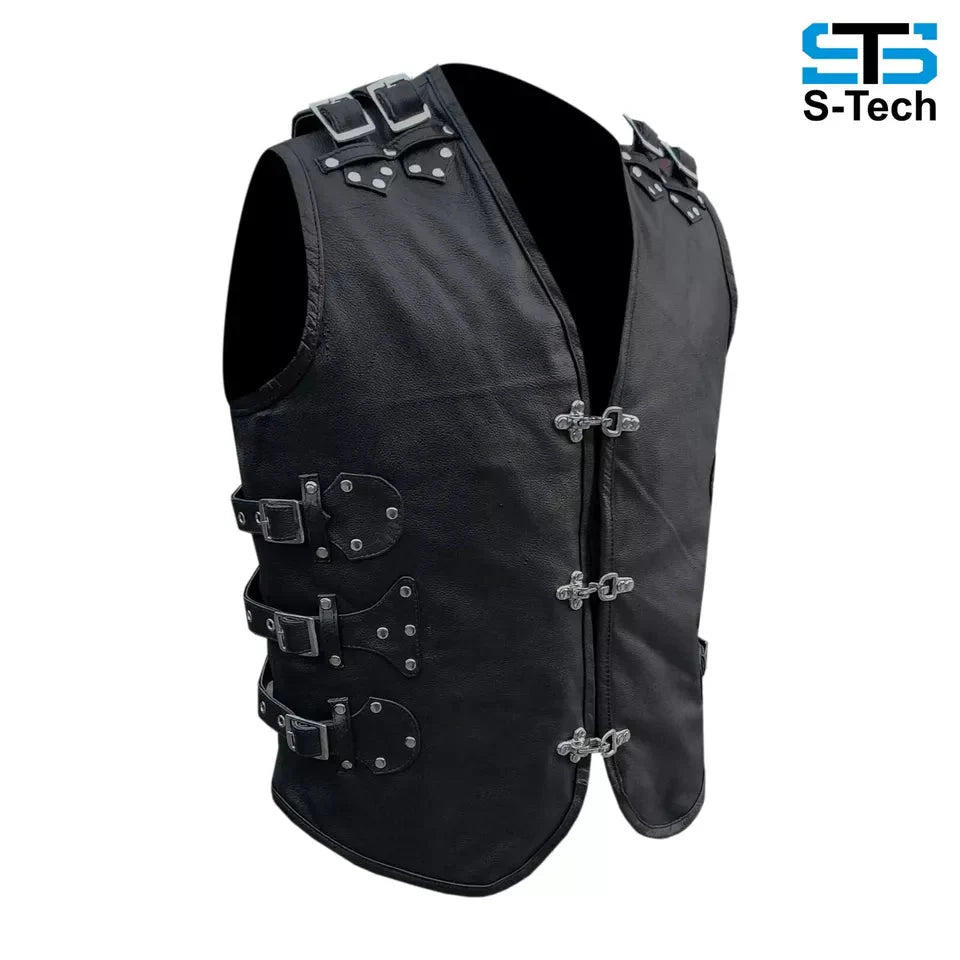 Moto Gilet in pelle Stechmoto ST 1100 FIBBIE-BZM Vintage Custom Café Race ST