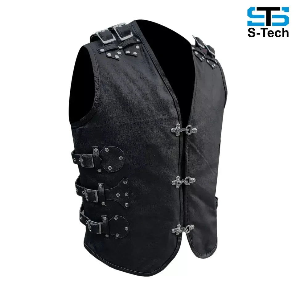 Moto Gilet in pelle Stechmoto ST 1100 FIBBIE-BZM Vintage Custom Café Race ST