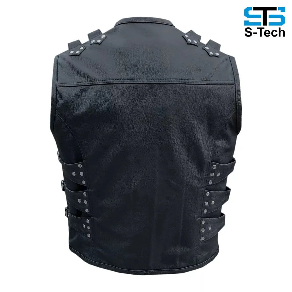 Moto Gilet in pelle Stechmoto ST 1100 FIBBIE-BZM Vintage Custom Café Race ST