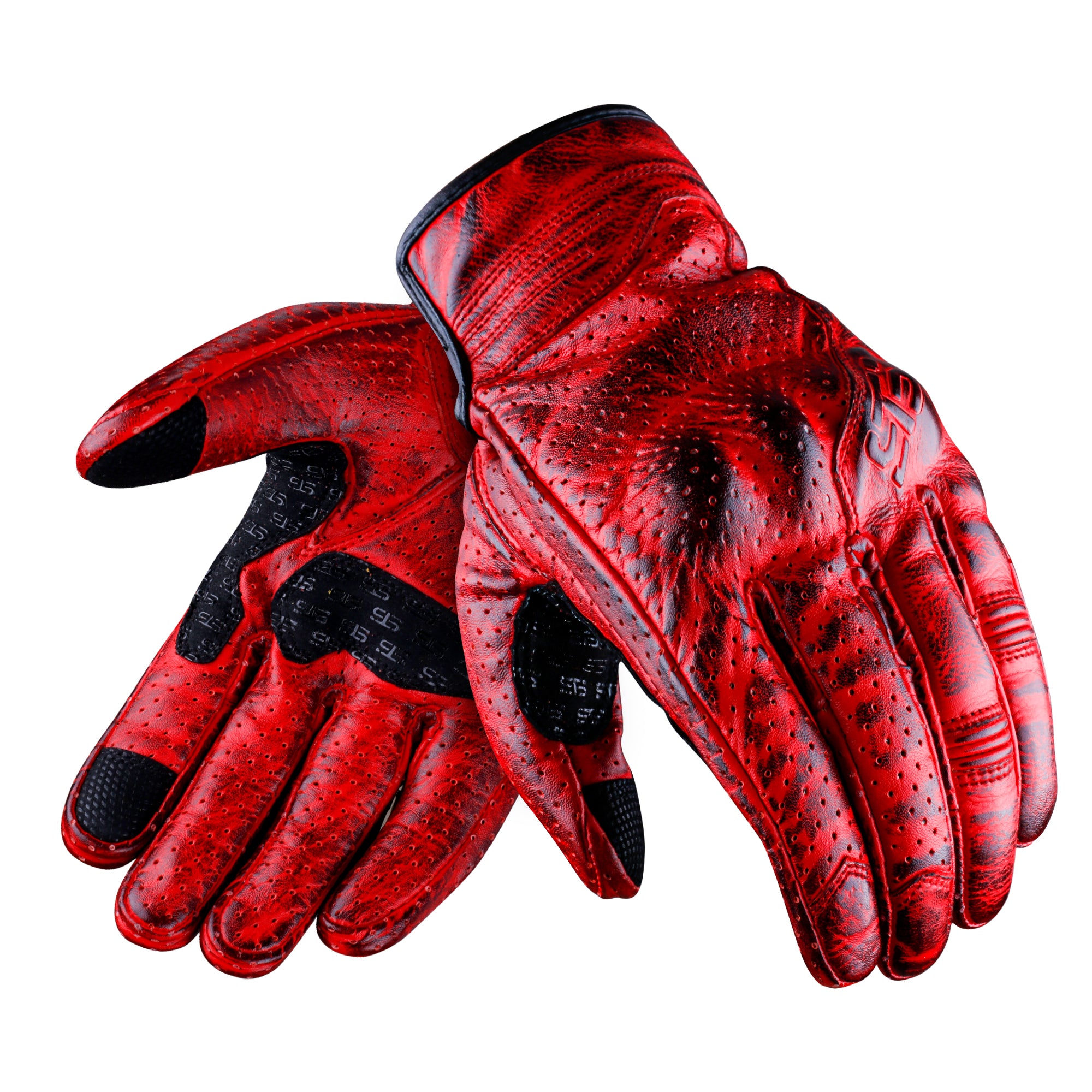 Moto guanti in Pelle S-tech ST 1720 Domino AIR Vintag Custom Café Race