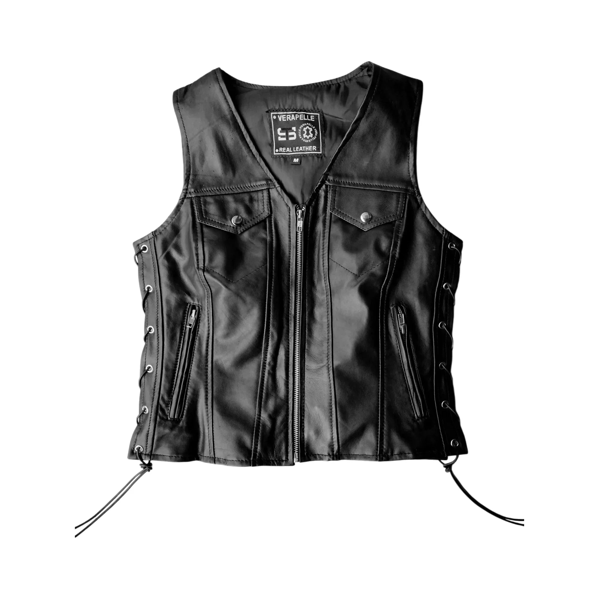 Gilet Moto in pelle donna Stechmoto ST 1206 ZXP Vintage Custom & Café Race ST