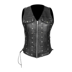 Gilet Moto in pelle donna Stechmoto ST 1206 Fulmine Vintage Custom & Café Race ST