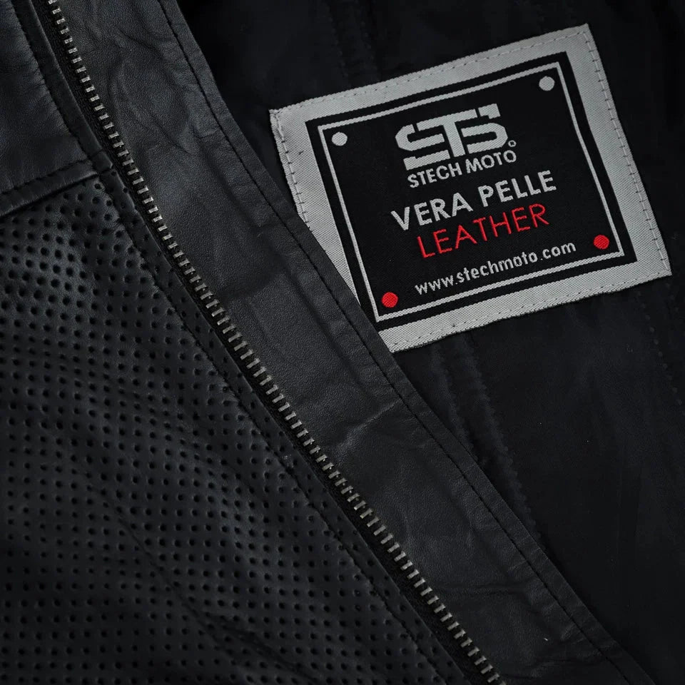 Moto giacca estivo in pelle uomo Stechmoto ST 1720 DOMINO AIR  Vintage Café Race ST