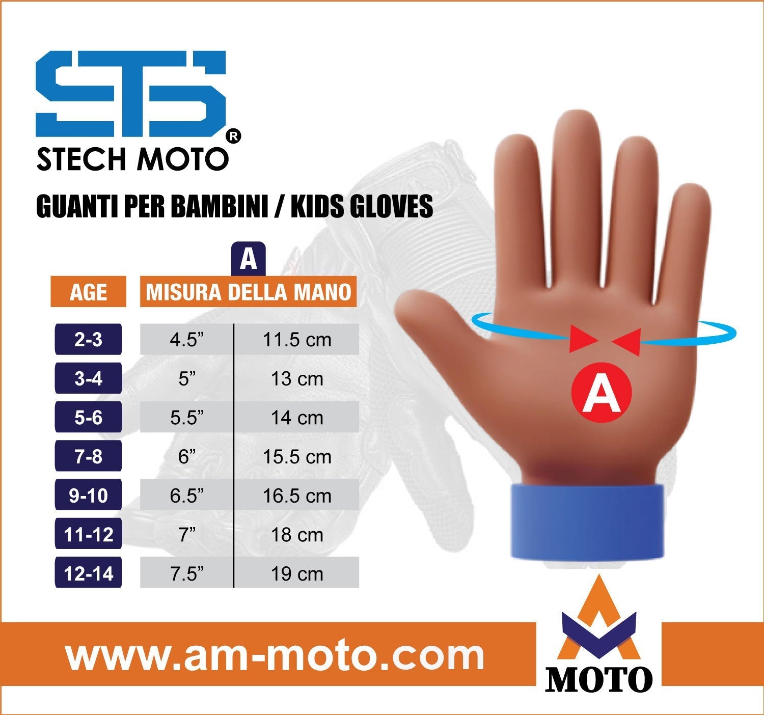 Moto Guanti in Pelle da bambino Stechmoto ST 1840 BZM Hawk Urbani Off-Road ST