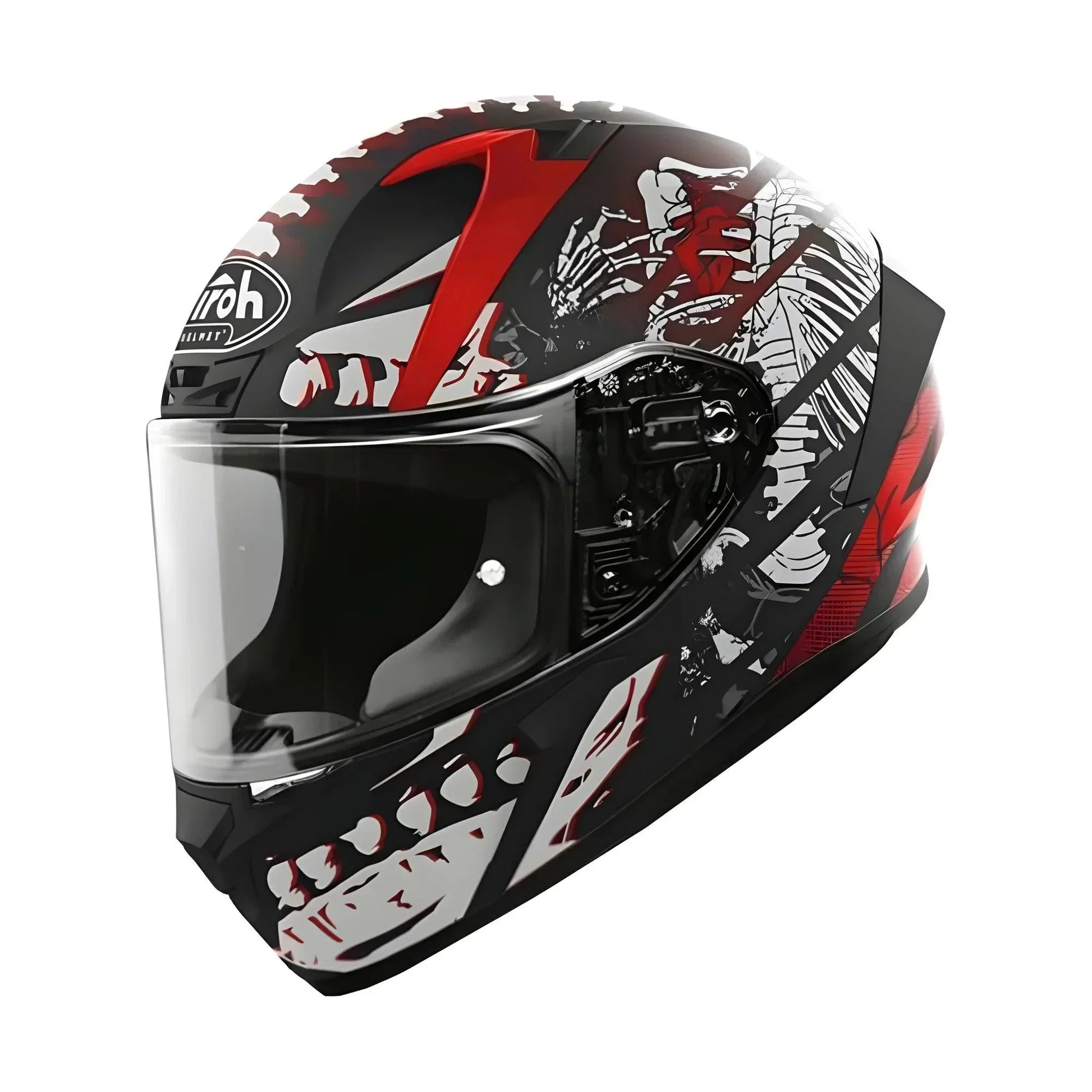Casco Integrale Moto e Scooter Airoh Valor Ribs Matt Nero-Bianco-Rosso - Am Moto-Abbigliamento Moto