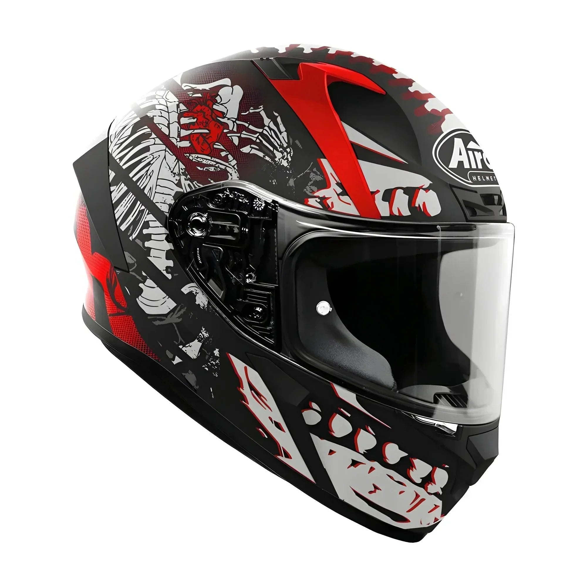 Casco Integrale Moto e Scooter Airoh Valor Ribs Matt Nero-Bianco-Rosso - Am Moto-Abbigliamento Moto