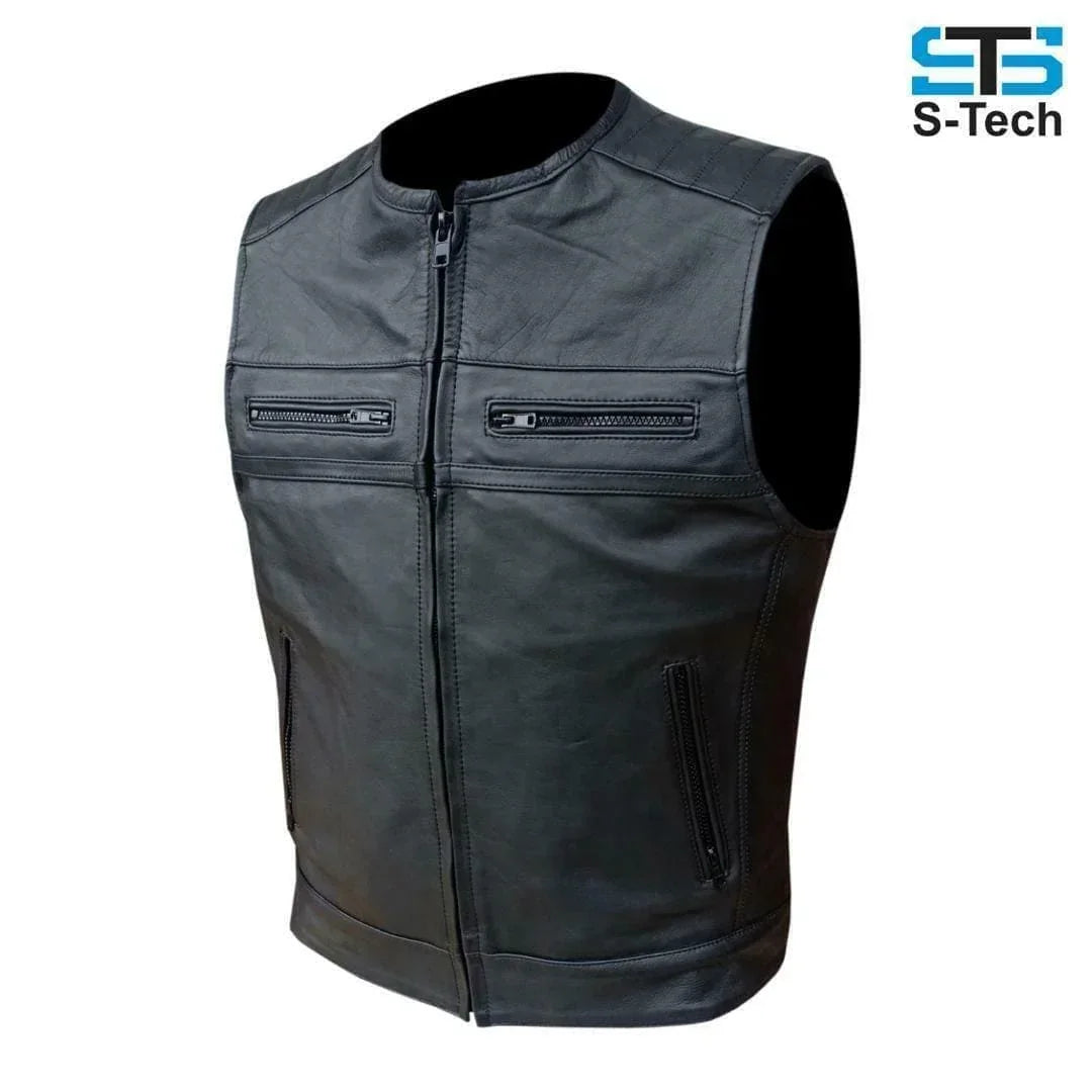Gilet Moto in pelle da Uomo Stechmoto ST 1180 PW Vintage Custom & Café Race - Am Moto-Abbigliamento Moto