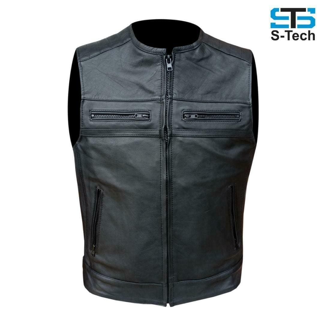 Gilet Moto in pelle da Uomo Stechmoto ST 1180 PW Vintage Custom & Café Race - Am Moto-Abbigliamento Moto