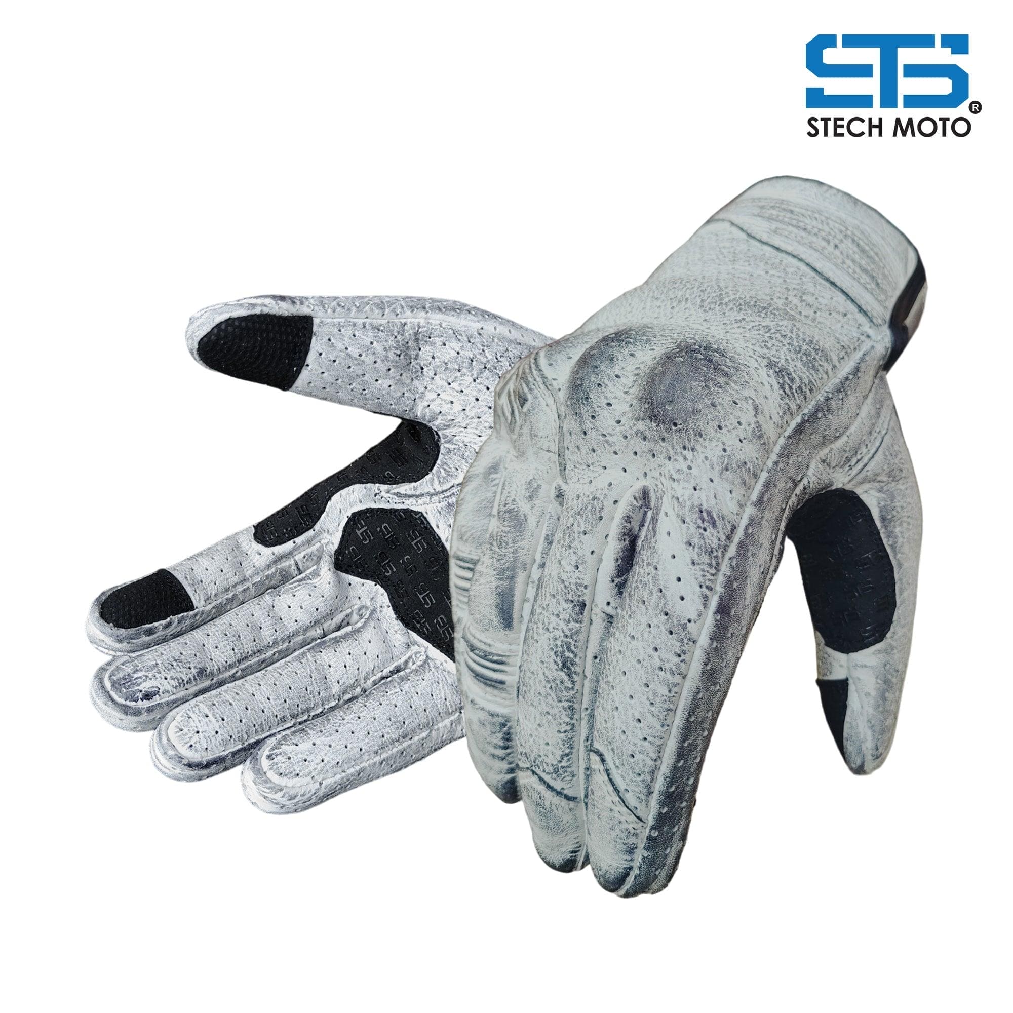 Guanti Moto Pelle estivo Stechmoto ST 1720 Domino AIR Vintage Custom e Café Race - Am Moto-Abbigliamento Moto