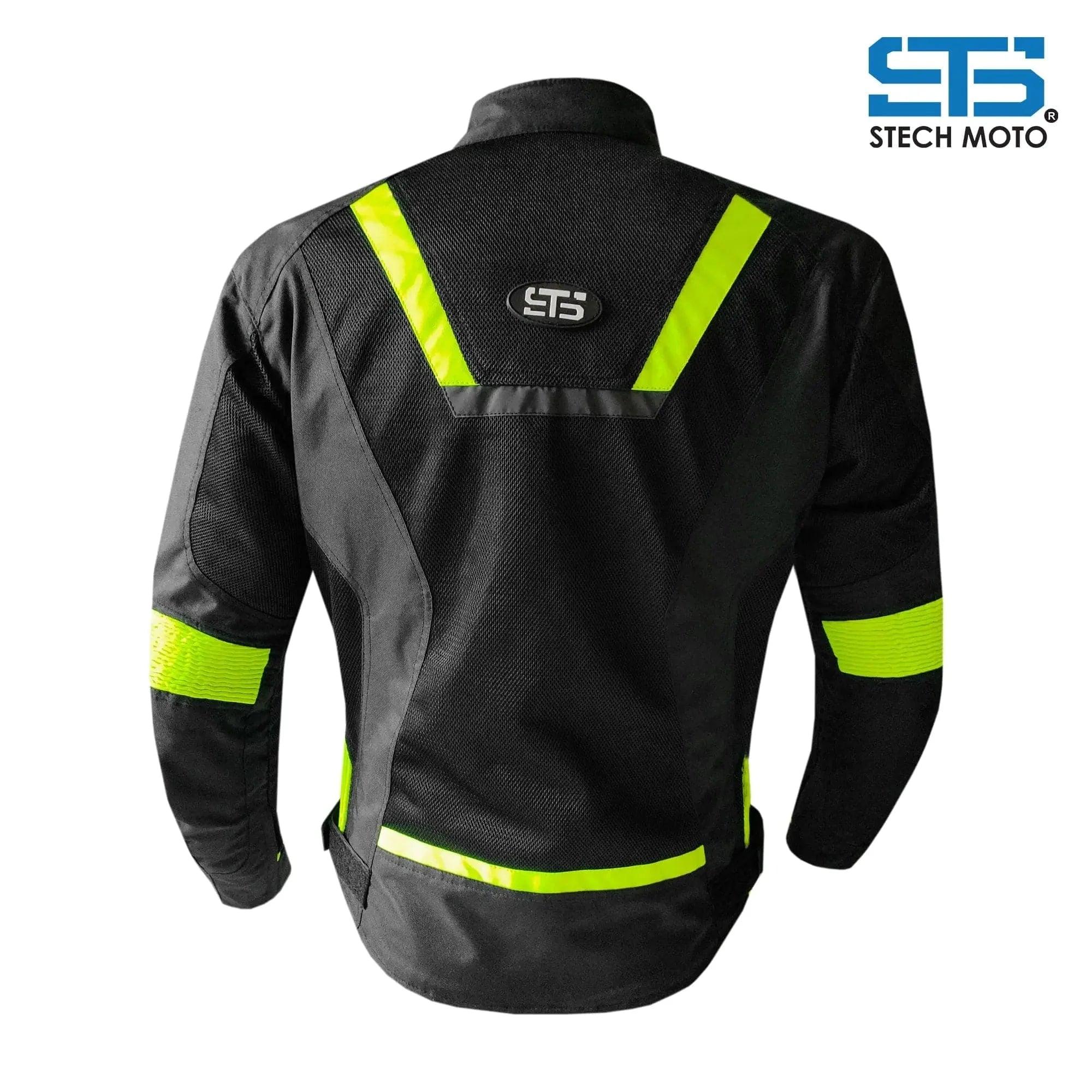 Moto giubbotto estivo in tessuto da uomo stechmoto ST 851 AIR H2Out Nero-Flu - Am Moto-Abbigliamento Moto