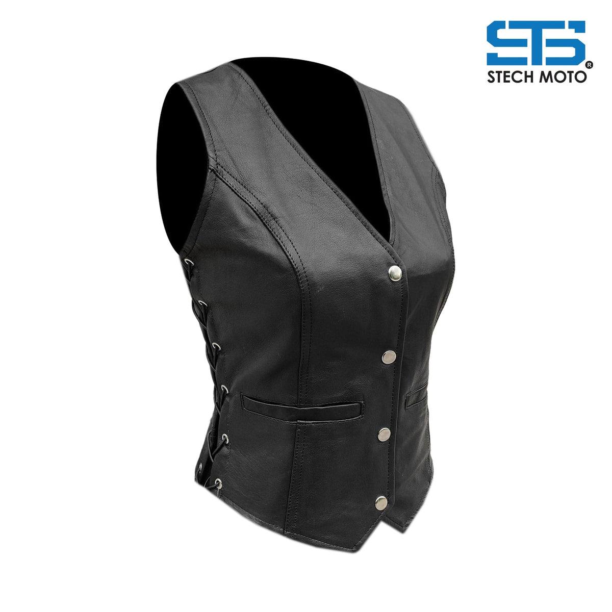 Stechmoto ST 1160 Vintage Custom &amp; Café Race Women's Motorcycle Leather Vest