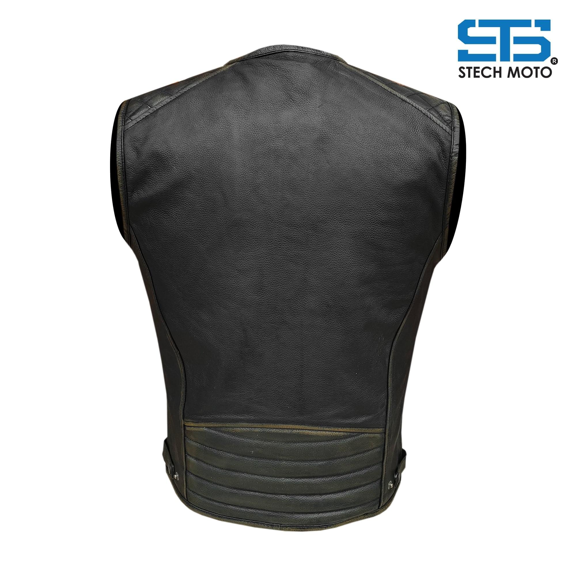 Stechmoto ST 1170 Vintage Custom &amp; Café Race Men's Leather Motorcycle Vest