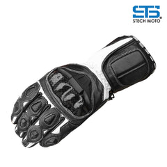 Motorcycle Leather Gloves Stechmoto ST 1830 DKH Touring and urban, off-road white-black