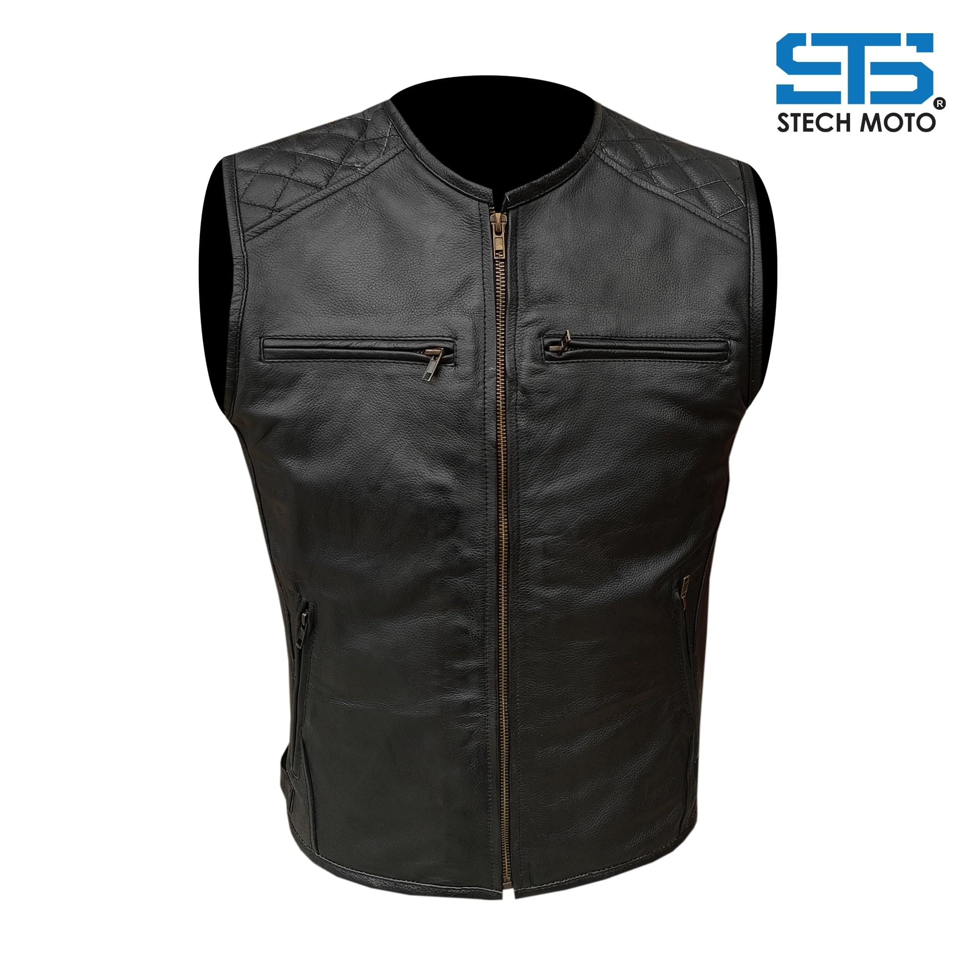 Stechmoto ST 1170 Vintage Custom &amp; Café Race Men's Leather Motorcycle Vest