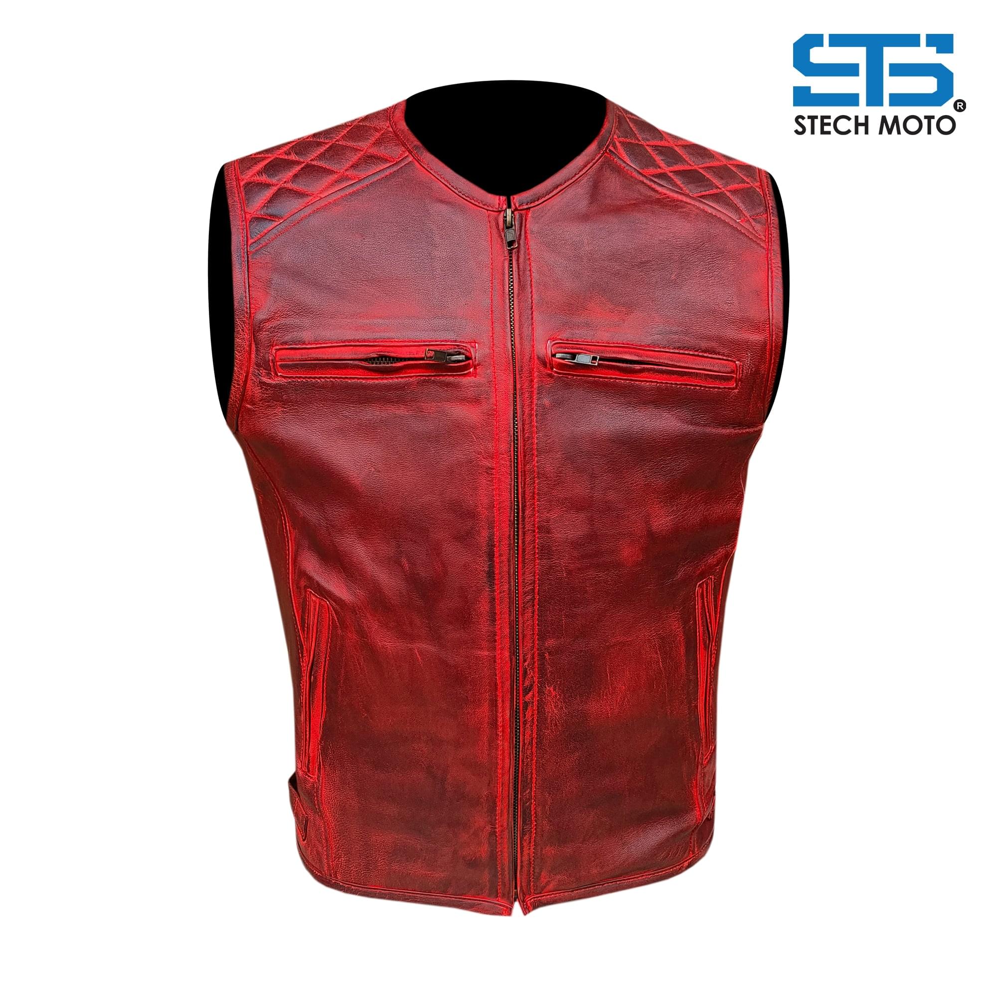 Stechmoto ST 1170 Vintage Custom &amp; Café Race Men's Leather Motorcycle Vest