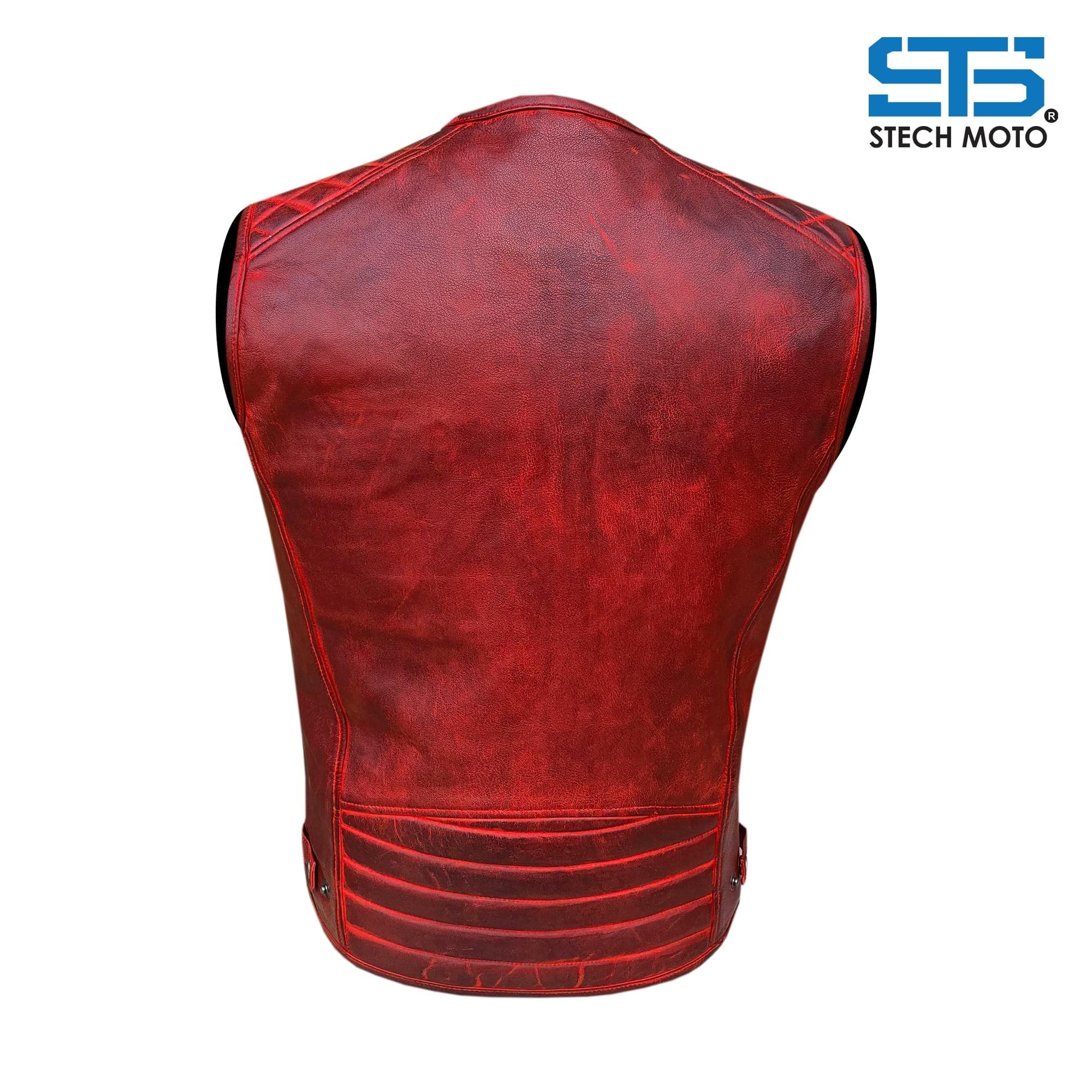 Stechmoto ST 1170 Vintage Custom &amp; Café Race Men's Leather Motorcycle Vest