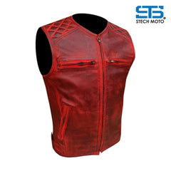 Stechmoto ST 1170 Vintage Custom &amp; Café Race Men's Leather Motorcycle Vest