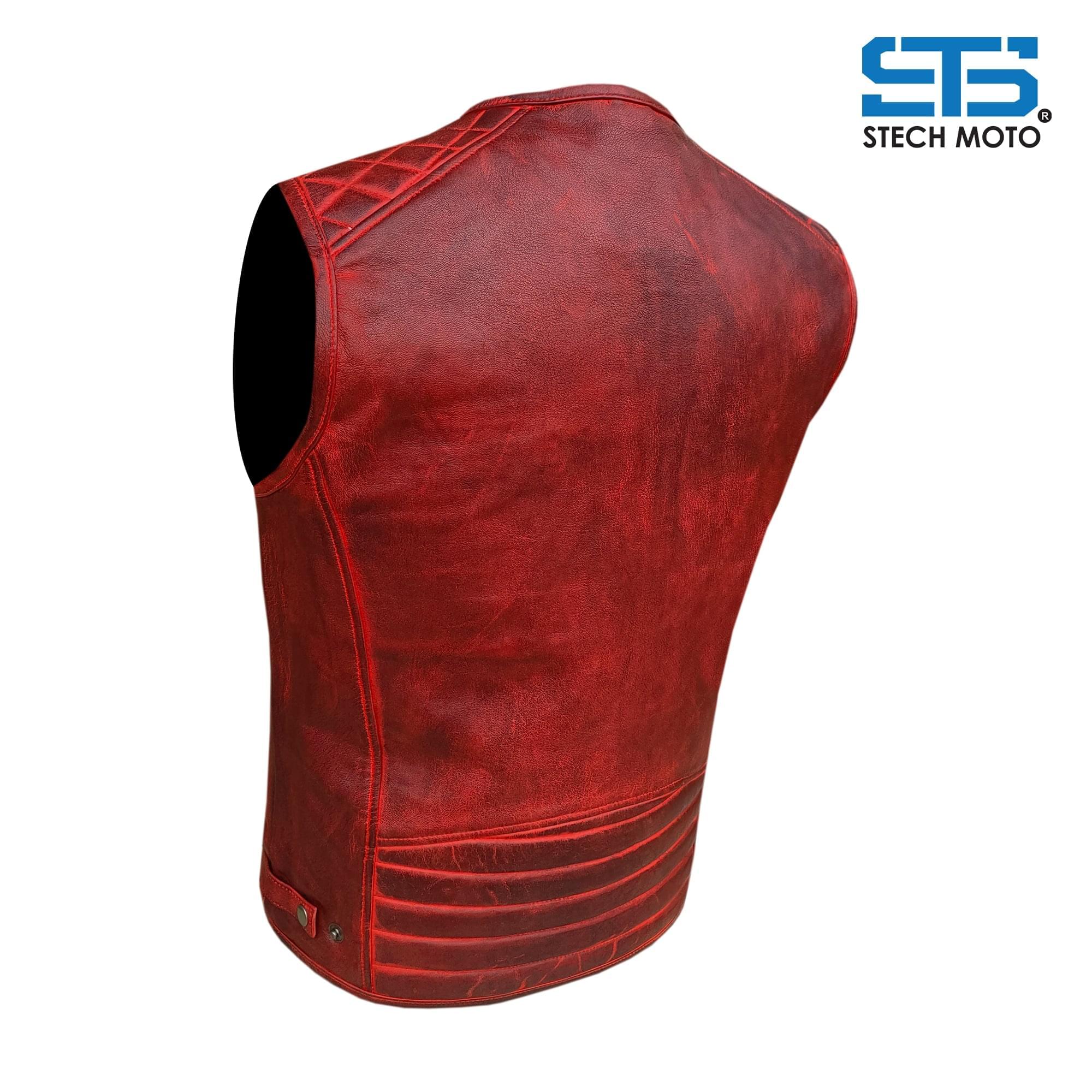 Stechmoto ST 1170 Vintage Custom &amp; Café Race Men's Leather Motorcycle Vest