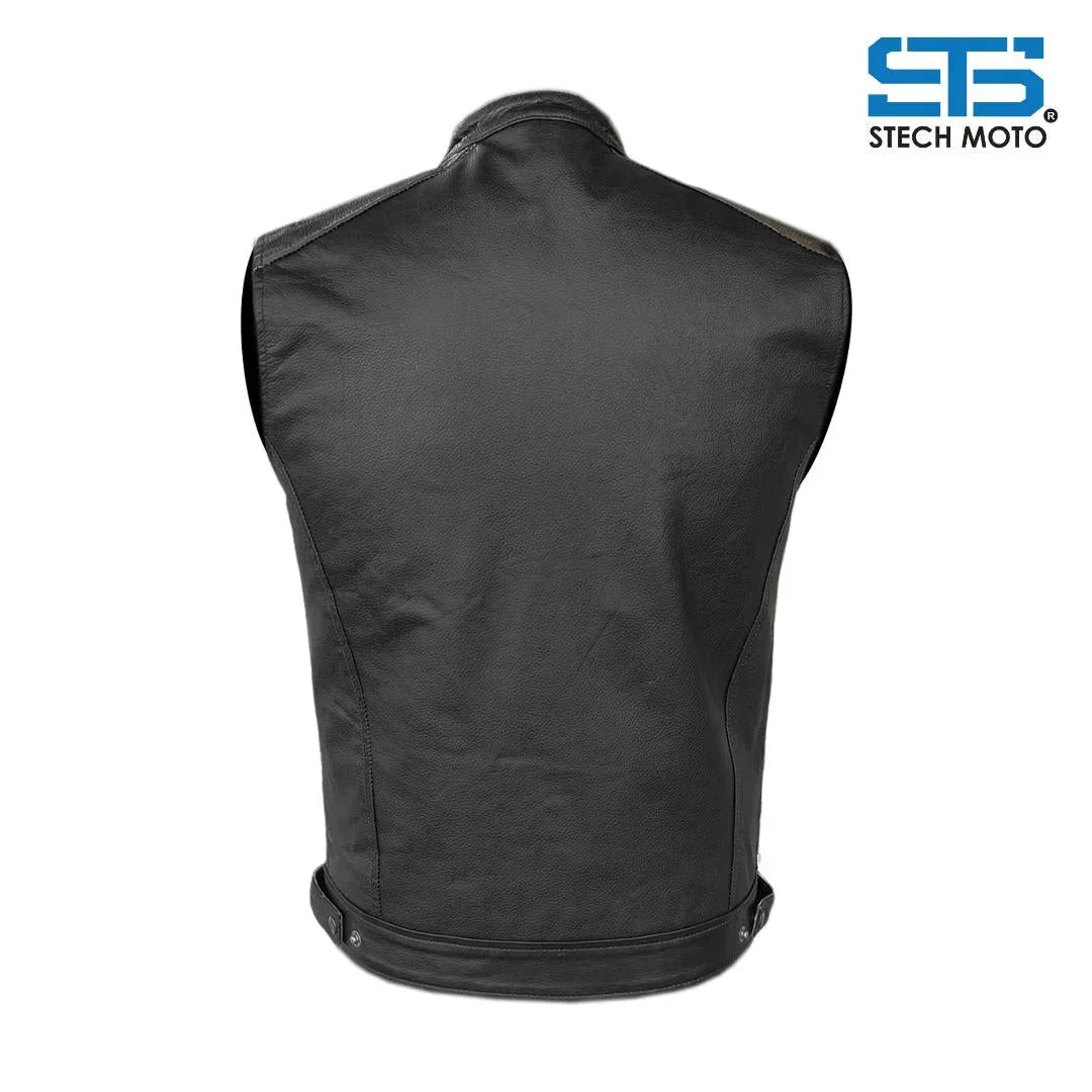 Moto Gilet in pelle Stechmoto ST 1190 BZM Vintage Custom & Café Race ST