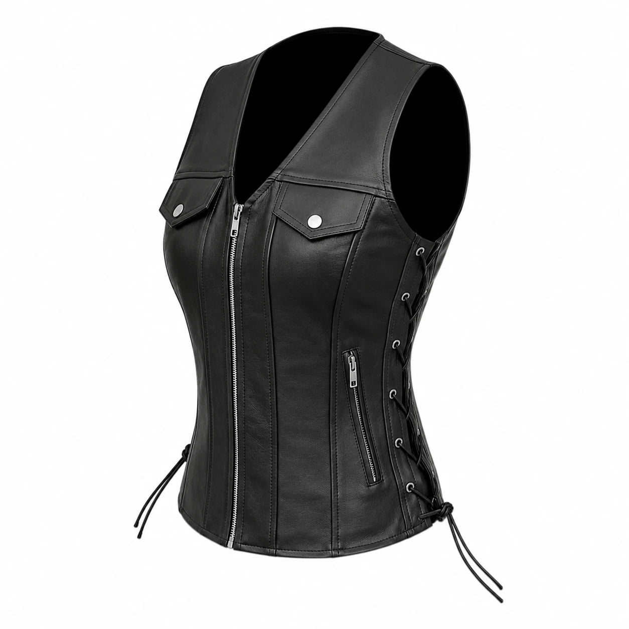 Gilet Moto in pelle donna S-tech ST 1206 ZXP Vintage Custom & Café Race