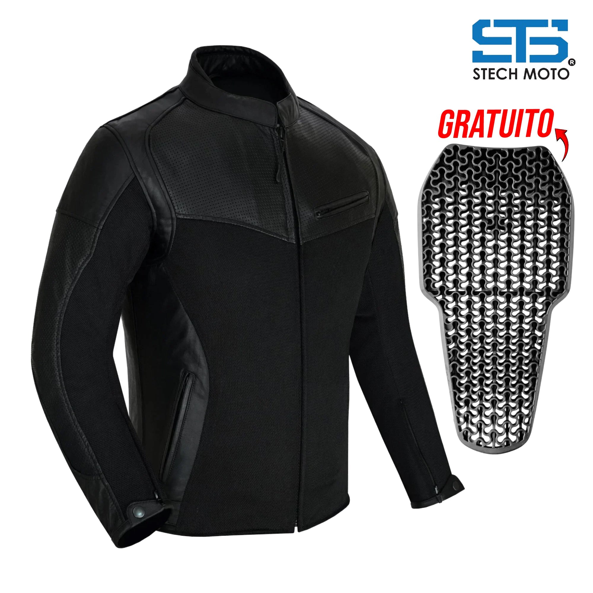Moto giacca estivo in pelle e tessuto S-tech ST 1730 AIR Waves custom vintage Cafe Race