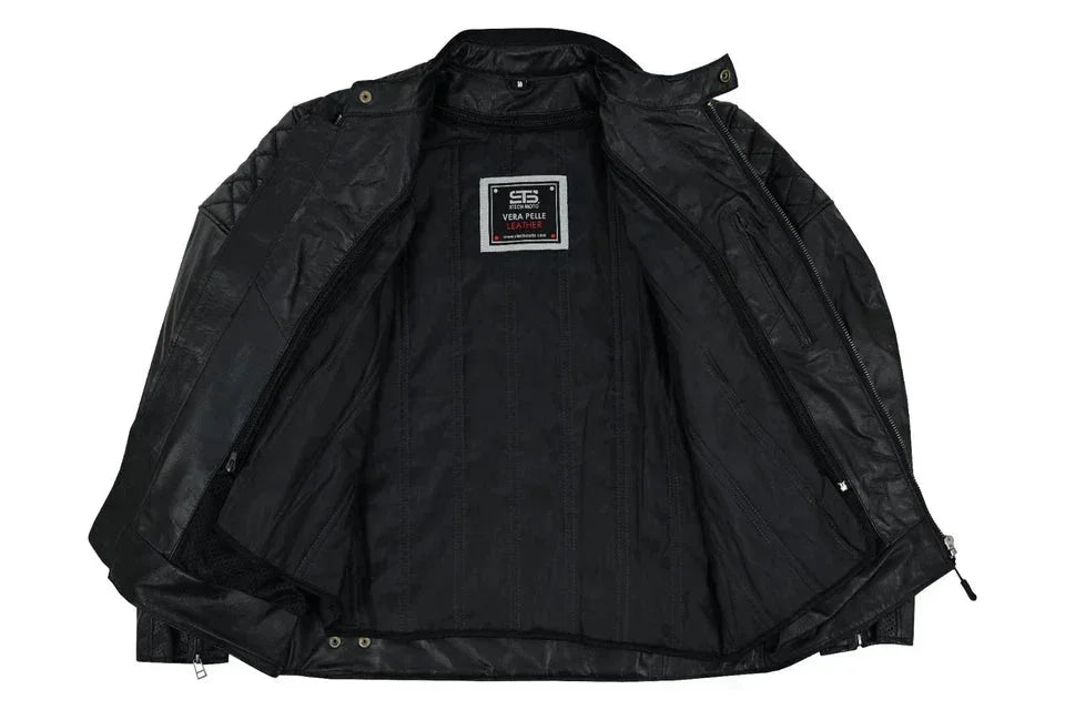 Moto giacca estivo in pelle uomo Stechmoto ST 1720 DOMINO AIR  Vintage Café Race ST