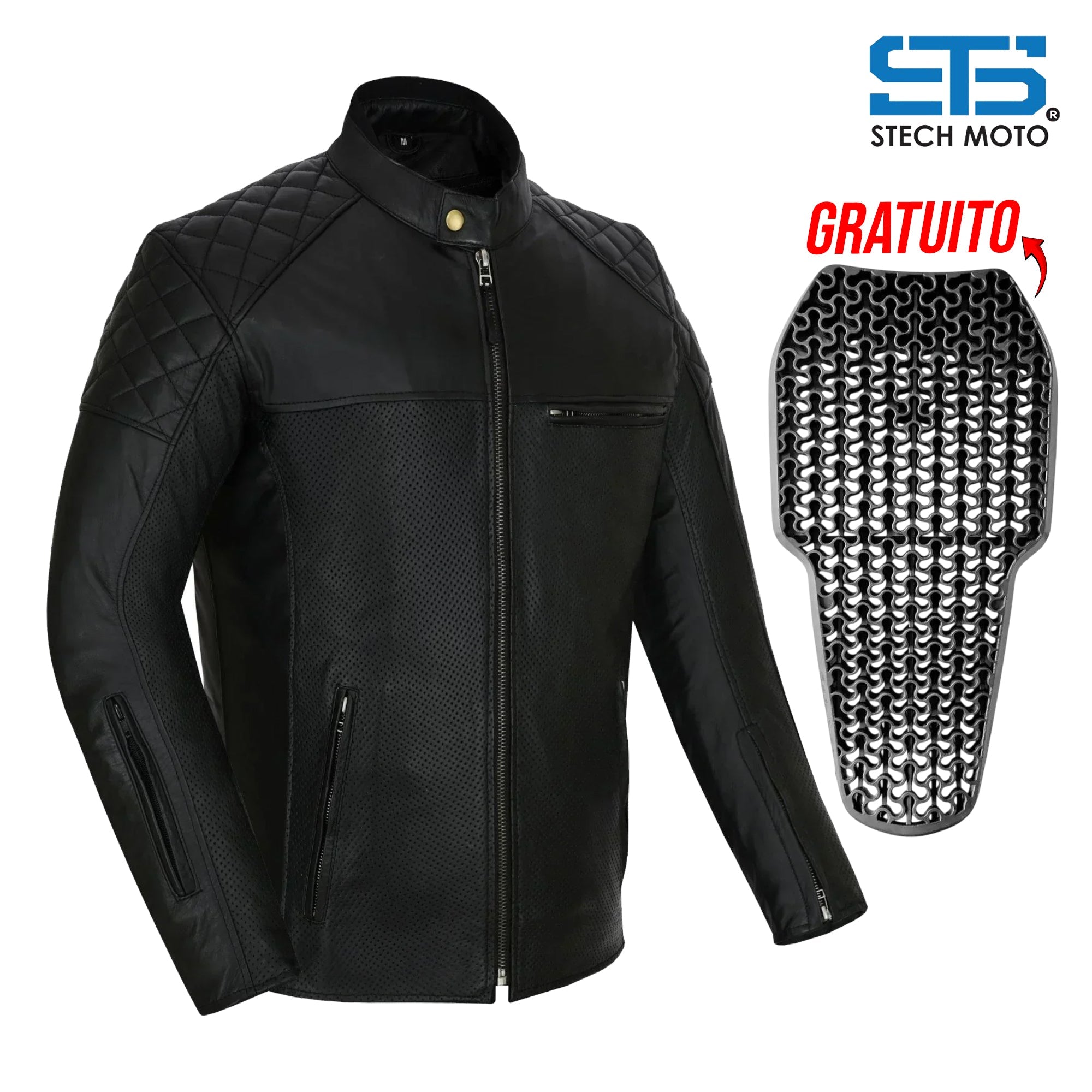 Moto giacca estivo in pelle uomo S-tech ST 1720 AIR Vintage Café Race