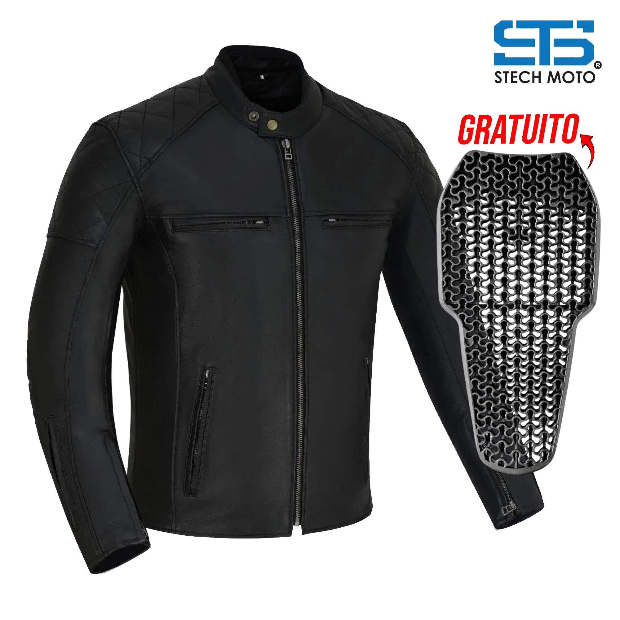 Giubbotto Moto in Pelle da Uomo S-tech ST 1755 Neo-Stemor Pelle Morbidissimo