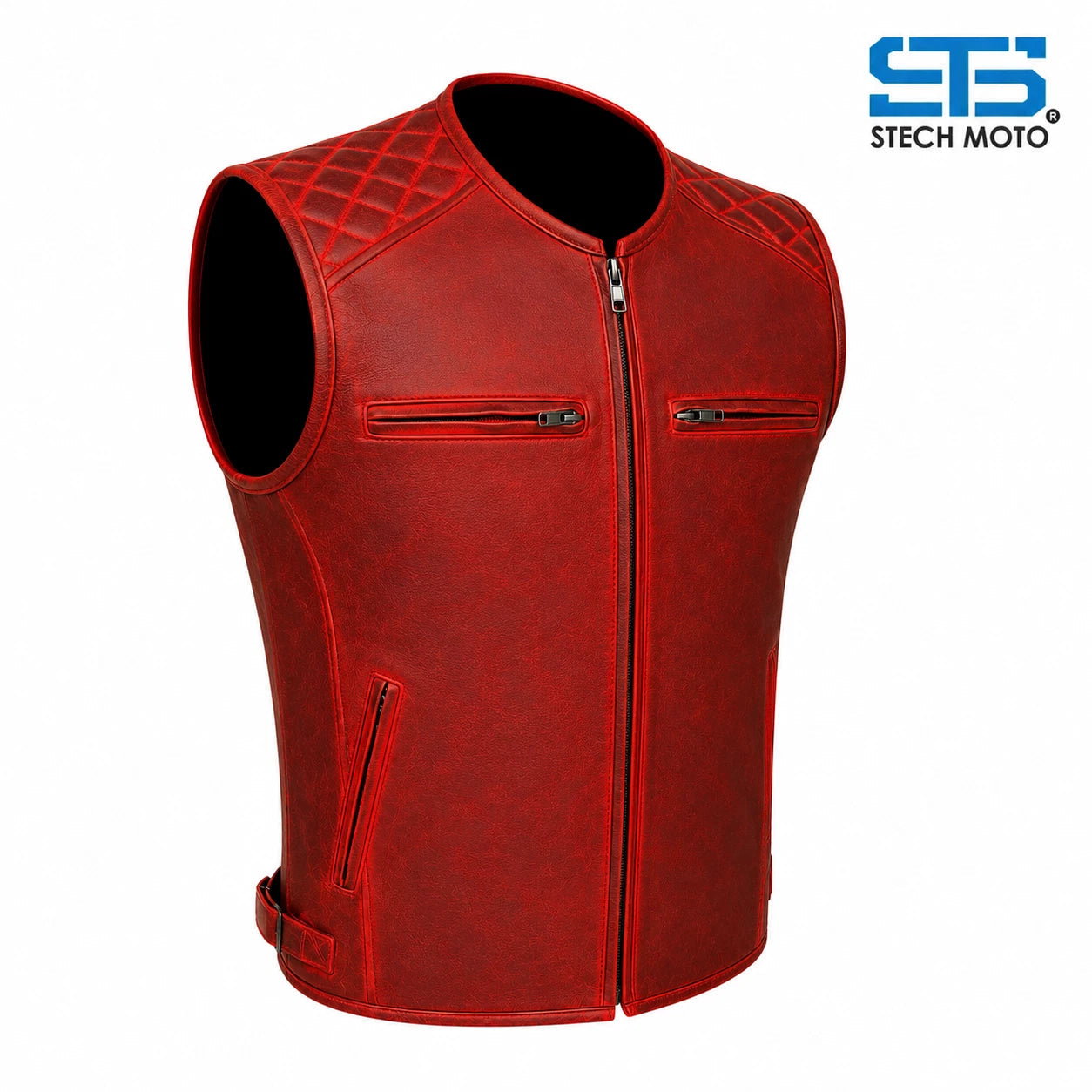 Moto Gilet in pelle da Uomo S-tech ST 1170 Vintage Custom & Café Race