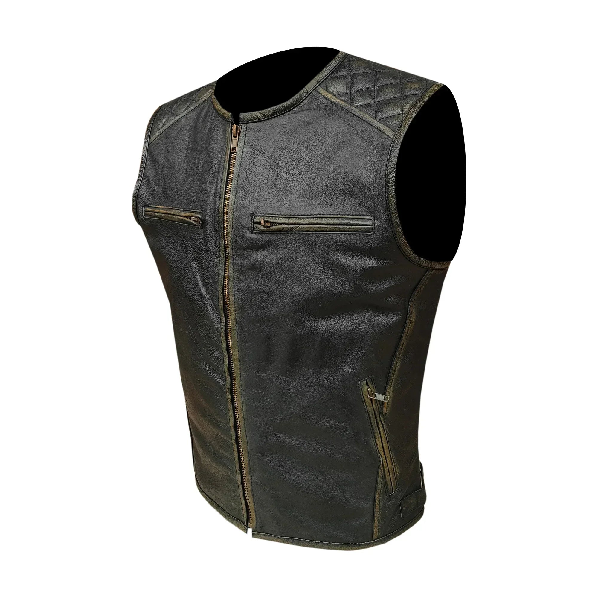 Gilet da Moto in pelle da Uomo S-tech ST 1170 Vintage Custom & Café Race