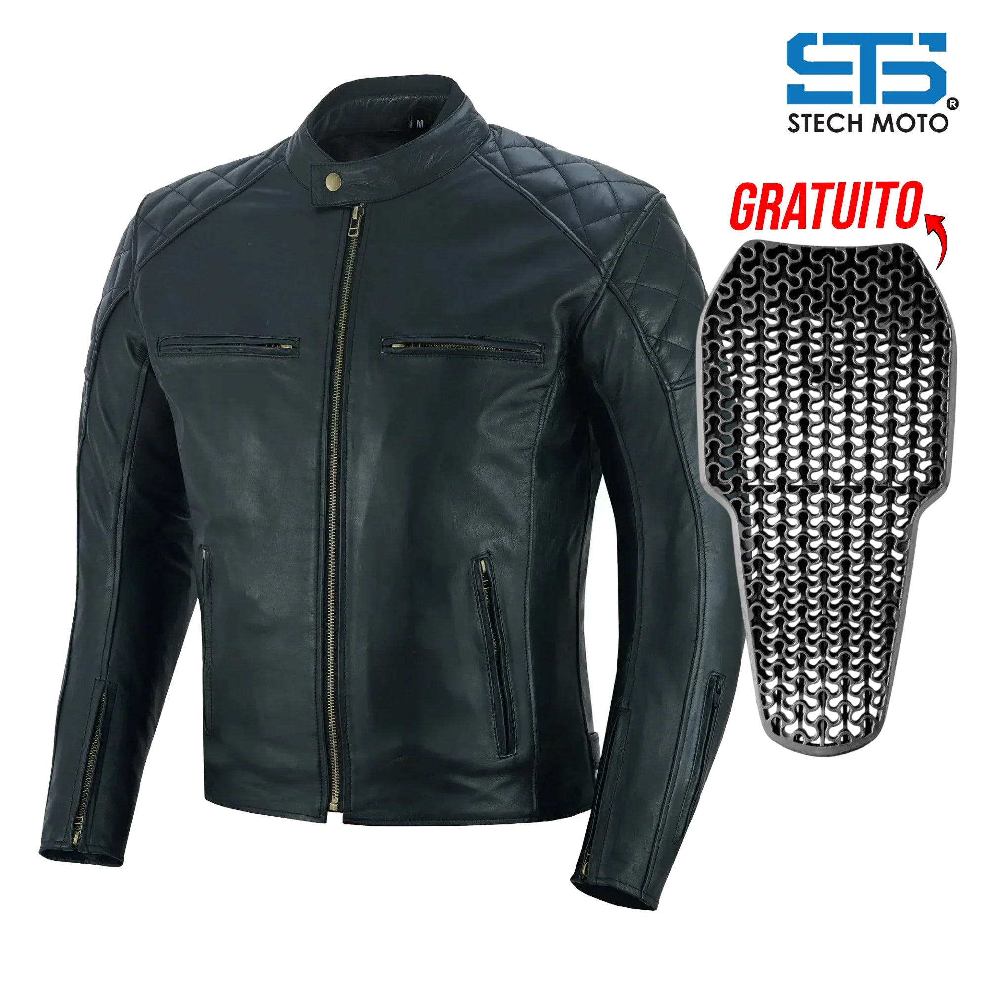 Moto giacca in Pelle S-tech ST 1710 Quintus Custom Vintage e Cafe Race