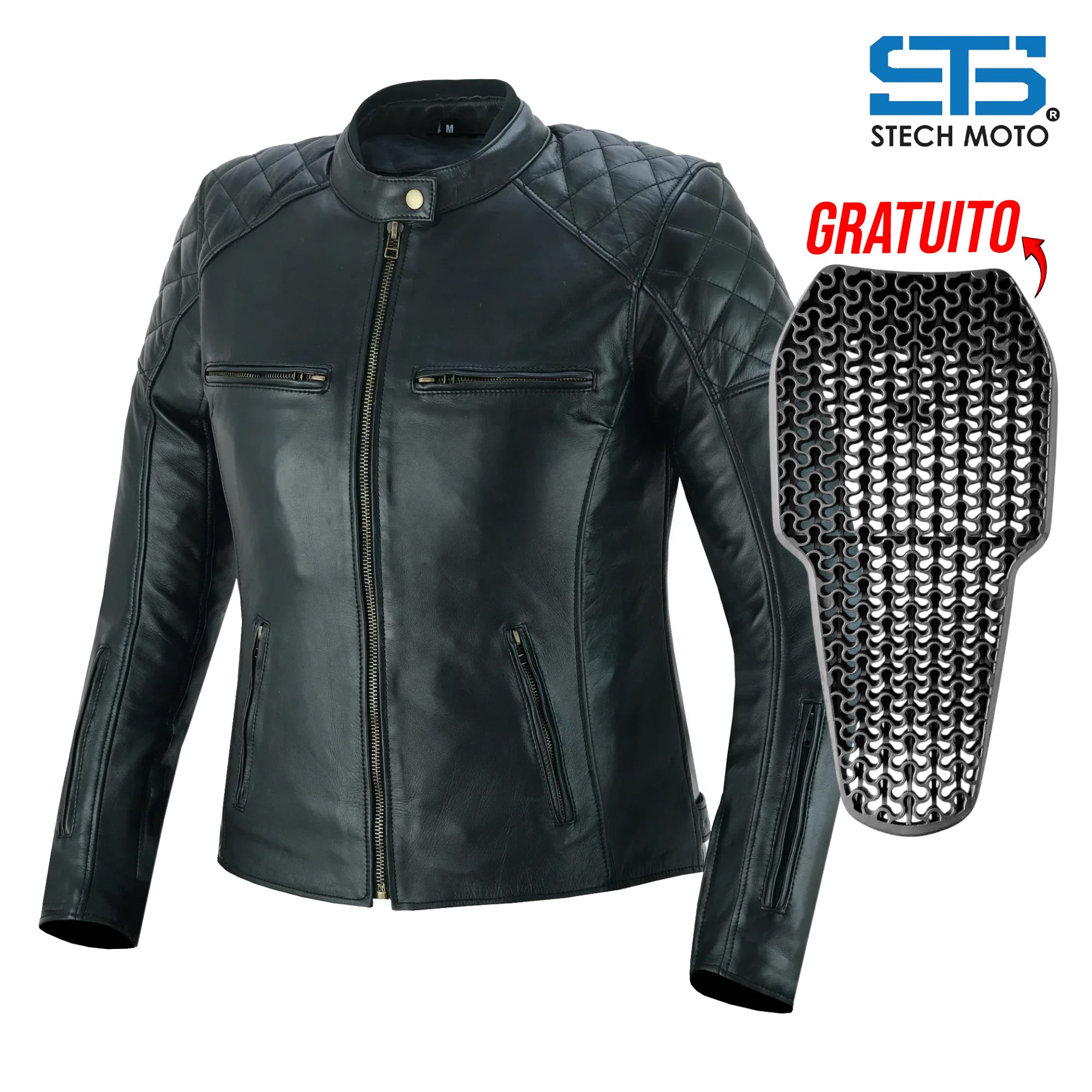 Giacca da moto in Pelle S-tech ST 1710 Quintus Custom Vintage e Café Race