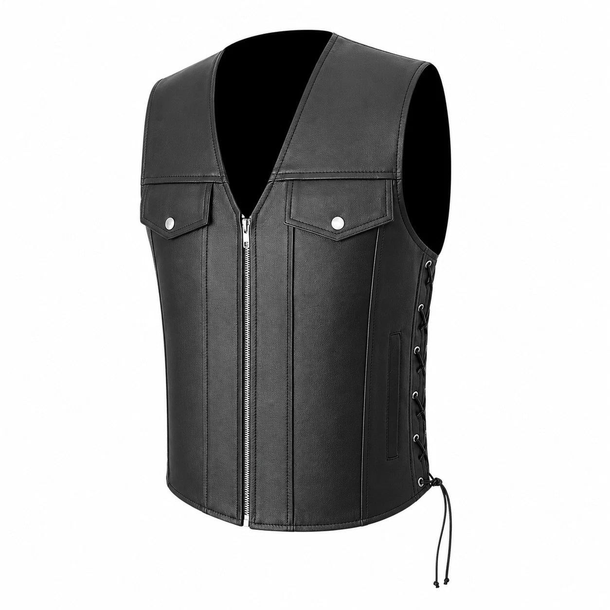 Gilet da Moto in pelle da uomo S-tech ST 1206 BXT Custom Vintage e Café Race
