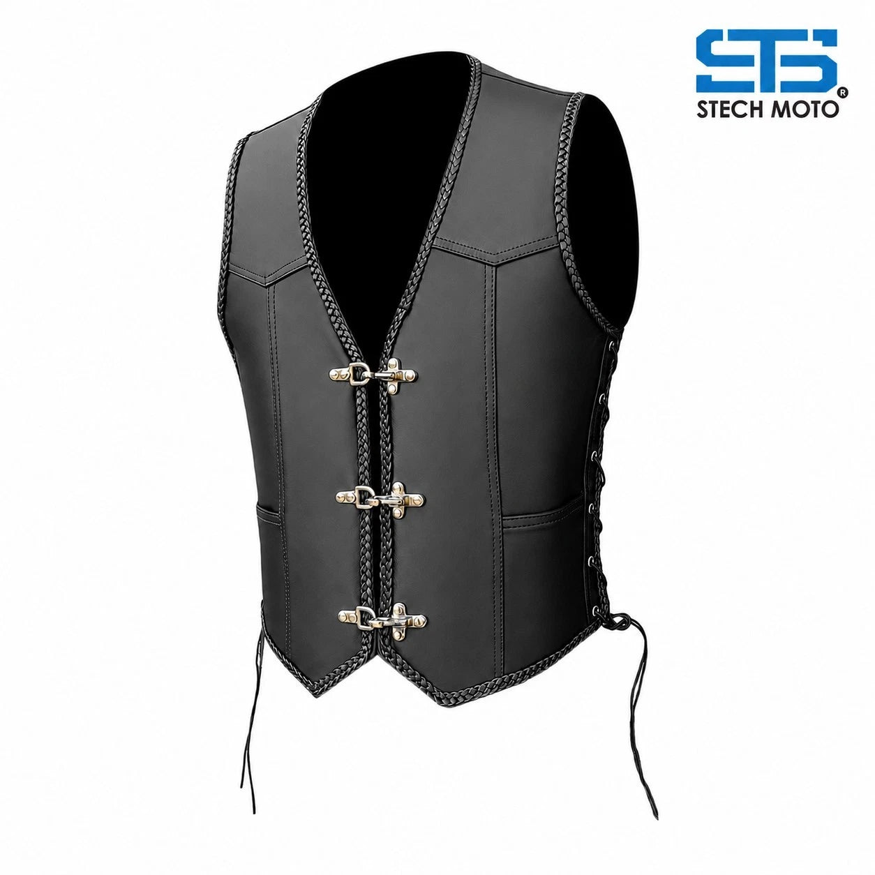 Moto Gilet in pelle S-tech ST 1110 FIBBIE-GW Vintage Custom Café Race