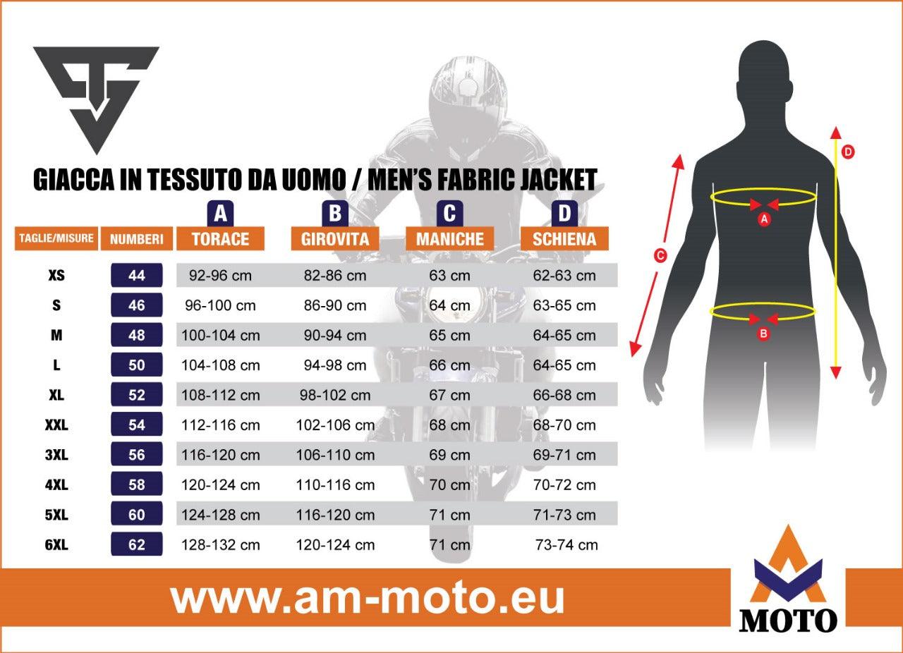Aquila Men Tex Size Chart · Moto Giacca in tessuto da uomo Aquila A 55 HORIZ